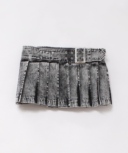 RNA（アールエヌエー）の「G1084 プリーツラップミニスカート（デニムスカート・レディース・ブラック/ブルー・MEDIUM）」の6枚目の写真