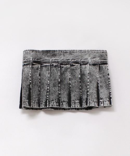 RNA（アールエヌエー）の「G1084 プリーツラップミニスカート（デニムスカート・レディース・ブラック/ブルー・MEDIUM）」の7枚目の写真