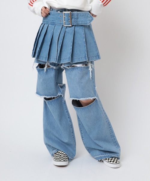 RNA（アールエヌエー）の「G1084 プリーツラップミニスカート（デニムスカート・レディース・ブラック/ブルー・MEDIUM）」の10枚目の写真