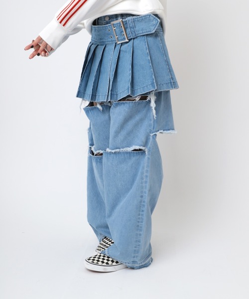 RNA（アールエヌエー）の「G1084 プリーツラップミニスカート（デニムスカート・レディース・ブラック/ブルー・MEDIUM）」の11枚目の写真