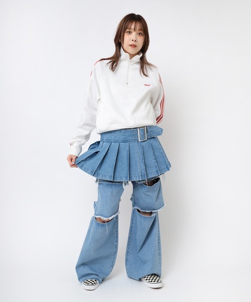 RNA（アールエヌエー）の「G1084 プリーツラップミニスカート（デニムスカート・レディース・ブラック/ブルー・MEDIUM）」の20枚目の写真