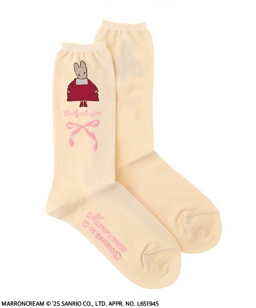 Candy Stripper（キャンディストリッパー）の「【MARRONCREAM】RIBBON ソックス（ソックス/靴下・レディース・ライトベージュ/サーモンピンク・FREE）」の2枚目の写真