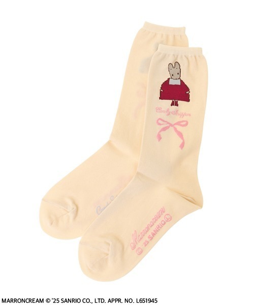Candy Stripper（キャンディストリッパー）の「【MARRONCREAM】RIBBON ソックス（ソックス/靴下・レディース・ライトベージュ/サーモンピンク・FREE）」の3枚目の写真