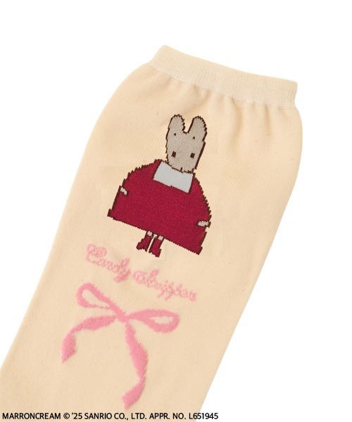 Candy Stripper（キャンディストリッパー）の「【MARRONCREAM】RIBBON ソックス（ソックス/靴下・レディース・ライトベージュ/サーモンピンク・FREE）」の4枚目の写真