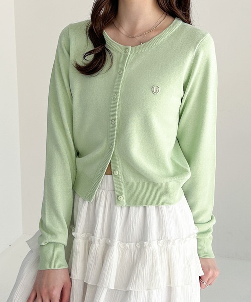 Heather（ヘザー）の「モチーフコンパクトカーディガン　322180（カーディガン/ボレロ・レディース・アイボリー/グレー/ピンク/ミント/ネイビー/ライトブルー/ブラウン/ボルドー・FREE）」の4枚目の写真