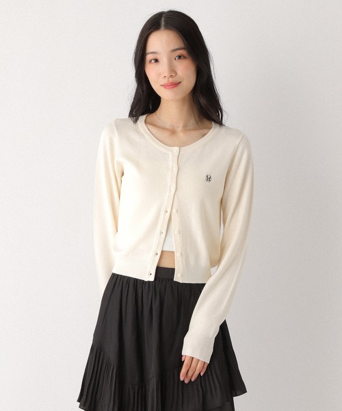 Heather（ヘザー）の「モチーフコンパクトカーディガン　322180（カーディガン/ボレロ・レディース・アイボリー/グレー/ピンク/ミント/ネイビー/ライトブルー/ブラウン/ボルドー・FREE）」の14枚目の写真