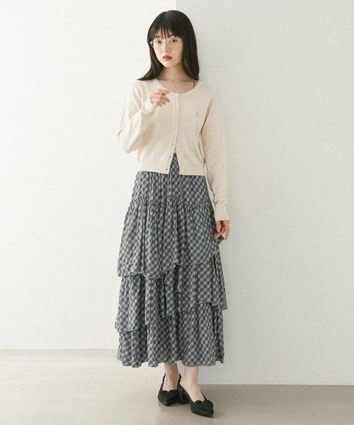 Heather（ヘザー）の「モチーフコンパクトカーディガン　322180（カーディガン/ボレロ・レディース・アイボリー/グレー/ピンク/ミント/ネイビー/ライトブルー/ブラウン/ボルドー・FREE）」の12枚目の写真