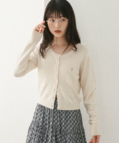 Heather（ヘザー）の「モチーフコンパクトカーディガン　322180（カーディガン/ボレロ・レディース・アイボリー/グレー/ピンク/ミント/ネイビー/ライトブルー/ブラウン/ボルドー・FREE）」の10枚目の写真