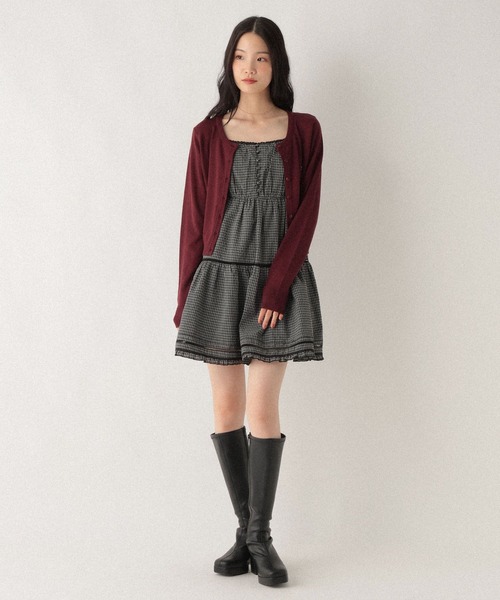 Heather（ヘザー）の「モチーフコンパクトカーディガン　322180（カーディガン/ボレロ・レディース・アイボリー/グレー/ピンク/ミント/ネイビー/ライトブルー/ブラウン/ボルドー・FREE）」の18枚目の写真