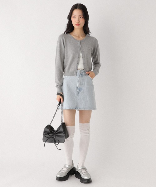 knit-02253 メタルボタン コンパクト カーディガン エクリュ