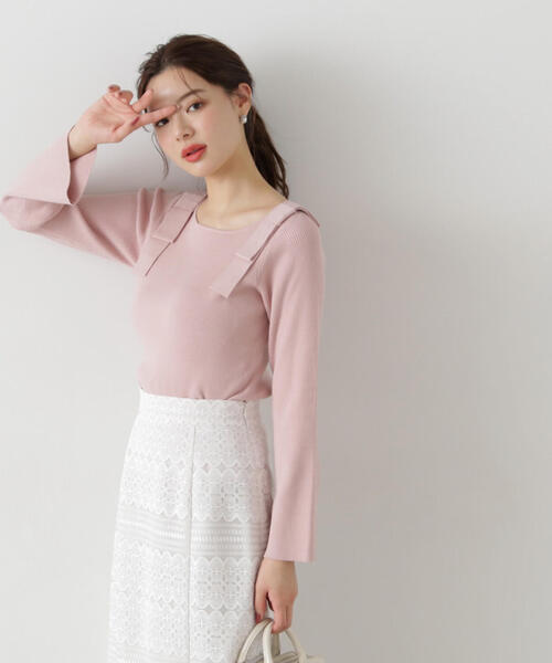 PROPORTION BODY DRESSING(プロポーションボディドレッシング)の「ショルダーリボンディティールニット / 1215170312(ニット/セーター・レディース・ピンク/ホワイト系その他/グレー・SMALL/MEDIUM)」の20枚目の写真