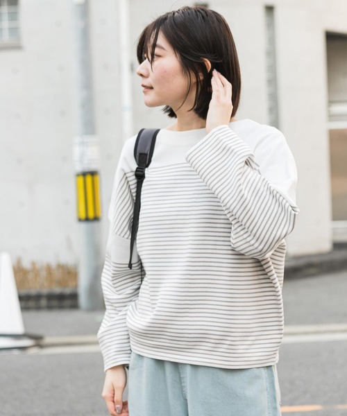 EKAL（エカル）の「『イージーケア』ナバルボーダーニットプルオーバー（ニット/セーター・レディース・グレー/ロイヤルブルー・ONE）」の3枚目の写真