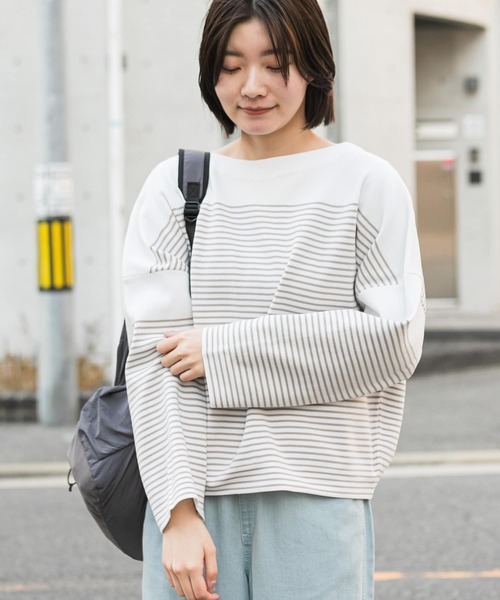 EKAL（エカル）の「『イージーケア』ナバルボーダーニットプルオーバー（ニット/セーター・レディース・グレー/ロイヤルブルー・ONE）」の4枚目の写真