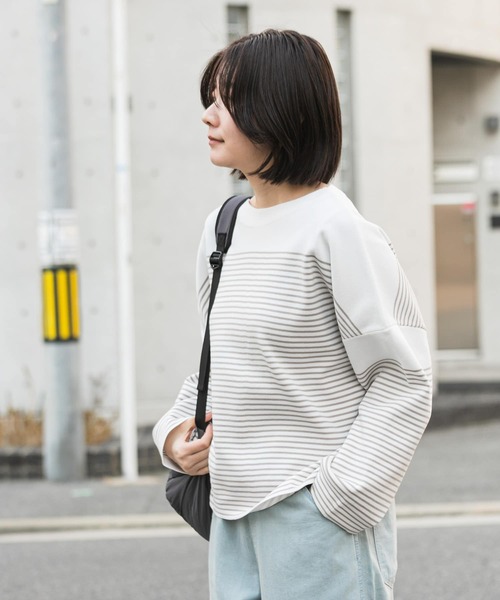 EKAL（エカル）の「『イージーケア』ナバルボーダーニットプルオーバー（ニット/セーター・レディース・グレー/ロイヤルブルー・ONE）」の5枚目の写真