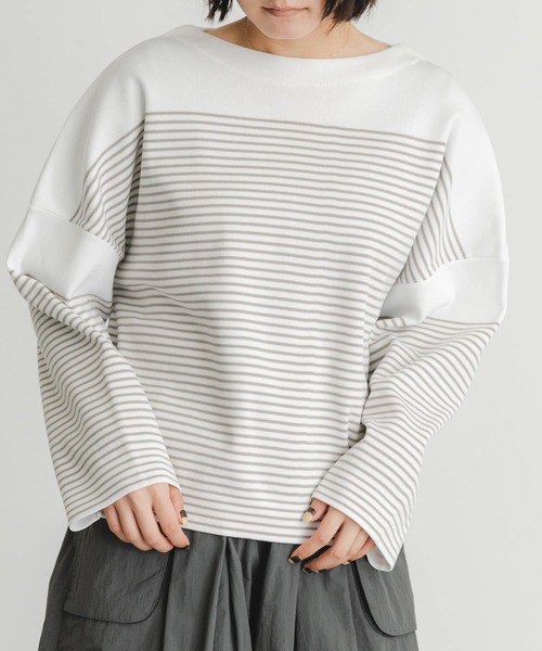 EKAL（エカル）の「『イージーケア』ナバルボーダーニットプルオーバー（ニット/セーター・レディース・グレー/ロイヤルブルー・ONE）」の8枚目の写真