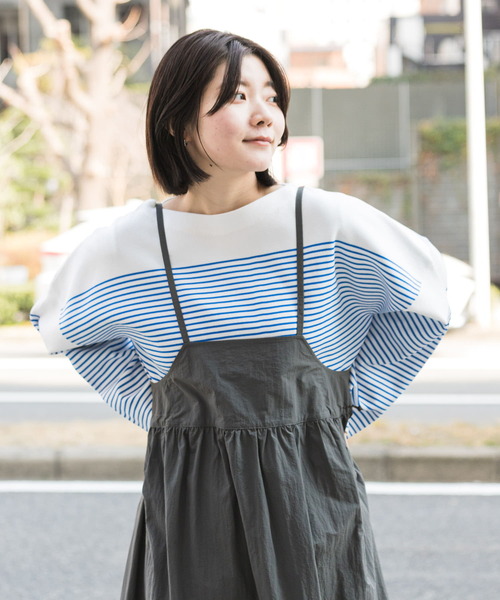 EKAL（エカル）の「『イージーケア』ナバルボーダーニットプルオーバー（ニット/セーター・レディース・グレー/ロイヤルブルー・ONE）」の11枚目の写真