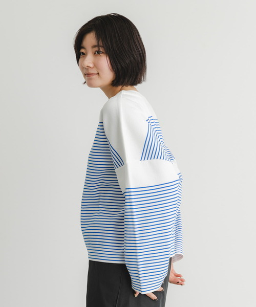 EKAL（エカル）の「『イージーケア』ナバルボーダーニットプルオーバー（ニット/セーター・レディース・グレー/ロイヤルブルー・ONE）」の14枚目の写真