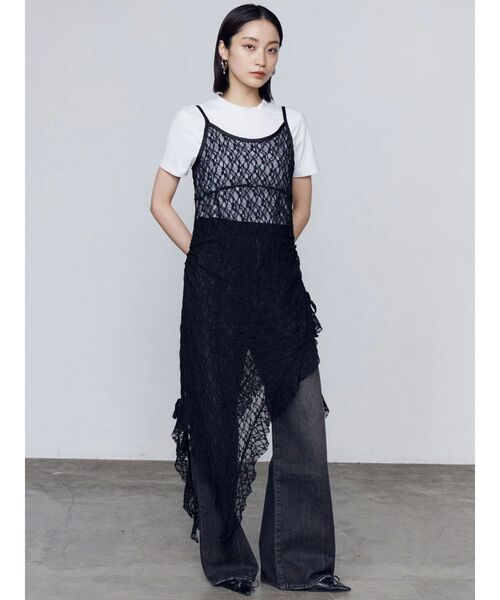 EMODA（エモダ）の「ルーズワイドハイウエストジーンズ（デニムパンツ・レディース・ブラック/ライトブルー・SMALL/MEDIUM）」の8枚目の写真