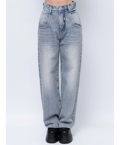 EMODA（エモダ）の「ルーズワイドハイウエストジーンズ（デニムパンツ・レディース・ブラック/ライトブルー・SMALL/MEDIUM）」の18枚目の写真