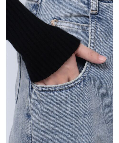 EMODA（エモダ）の「ルーズワイドハイウエストジーンズ（デニムパンツ・レディース・ブラック/ライトブルー・SMALL/MEDIUM）」の22枚目の写真