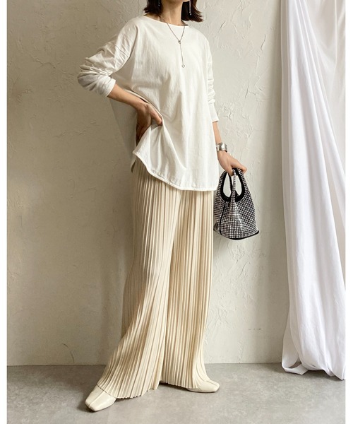 She's Closet(シーズクローゼット)の「セミワイドストレートロングプリーツパンツ(その他パンツ・レディース・アイボリー/グレイッシュベージュ/チャコールグレー/ブラック・L/M)」の6枚目の写真