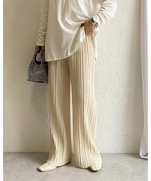 She's Closet(シーズクローゼット)の「セミワイドストレートロングプリーツパンツ(その他パンツ・レディース・アイボリー/グレイッシュベージュ/チャコールグレー/ブラック・L/M)」の9枚目の写真