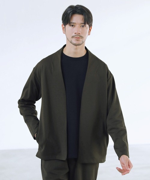 セール】【セットアップ 2点セット】ダブルジャージーノーカラー