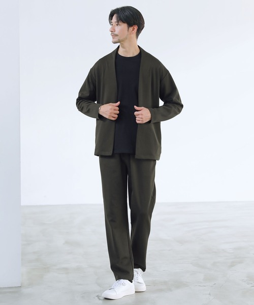 【美品】ORIHICA ノーカラージャケット＆テーパードパンツ セットアップ 美品】ORIHICA ノーカラージャケット＆テーパードパンツ