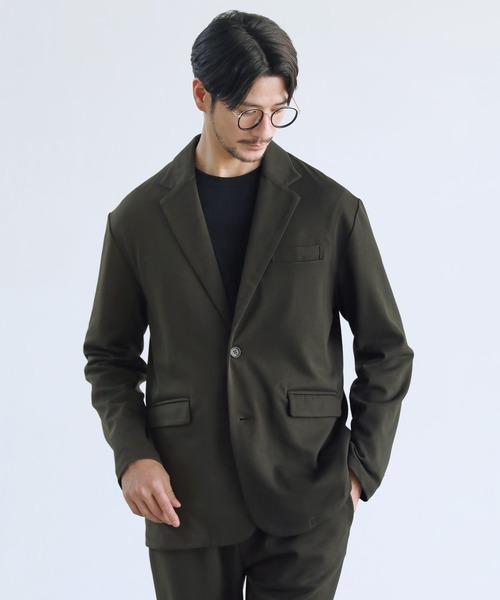 【美品】ORIHICA ノーカラージャケット＆テーパードパンツ セットアップ THE CASUAL｜ハイストレッチリラクシングノーカラージャケット