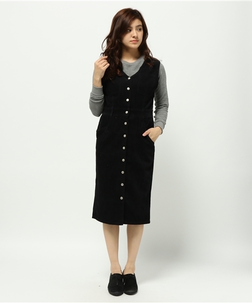 Kastane（カスタネ）の「前開きコーデュロイOP（ワンピース・レディース・カーキ/ブラック・FREE）」の11枚目の写真