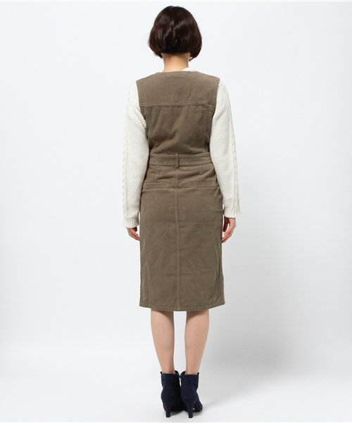 Kastane（カスタネ）の「前開きコーデュロイOP（ワンピース・レディース・カーキ/ブラック・FREE）」の5枚目の写真