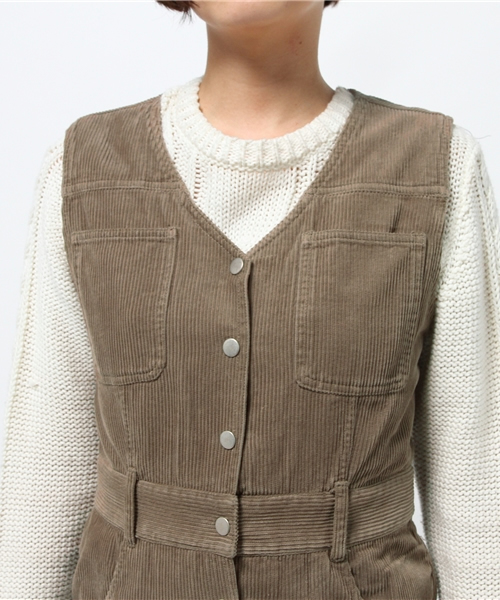 Kastane（カスタネ）の「前開きコーデュロイOP（ワンピース・レディース・カーキ/ブラック・FREE）」の6枚目の写真
