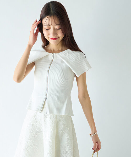 人気スタッフmiki監修ジップ2WAYニット La boutique Bonbon ニット セーター 「スタッフmiki監修