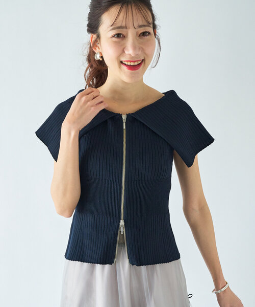 人気スタッフmiki監修ジップ2WAYニット セール】【スタッフmiki監修】ジップ2WAYニット（ニット