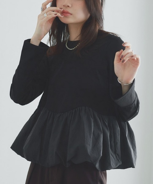 RASW(ラス)の「バルーン切り替えカットソー(Tシャツ/カットソー・レディース・オフホワイト/ブラック・M/L)」の7枚目の写真