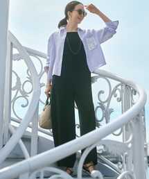 23区（ニジュウサンク）の「【洗える】リネンレーヨンストレッチ スクエアネック オールインワン（サロペット/オーバーオール）」