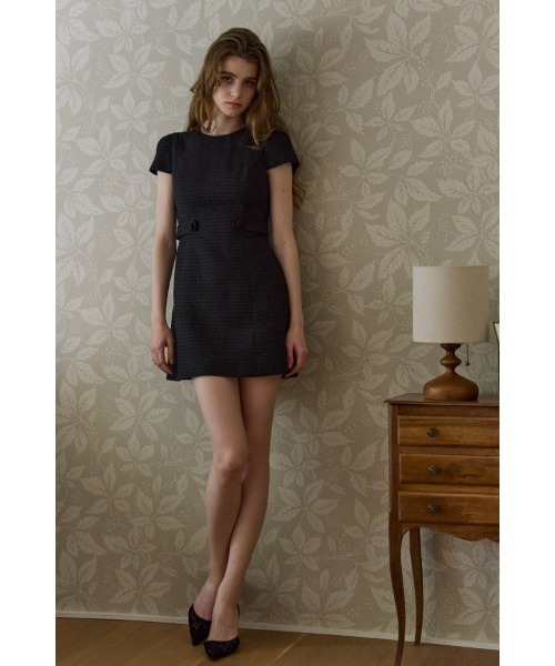 ERADIE(エラディエ)の「Summer tweed mini one piece サマーツィードミニワンピース(ワンピース・レディース・ブラック/サックスブルー/アイボリー/イエロー/ブラック系/オフホワイト/ライトブルー・FREE)」の5枚目の写真