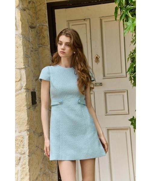 ERADIE(エラディエ)の「Summer tweed mini one piece サマーツィードミニワンピース(ワンピース・レディース・ブラック/サックスブルー/アイボリー/イエロー/ブラック系/オフホワイト/ライトブルー・FREE)」の6枚目の写真