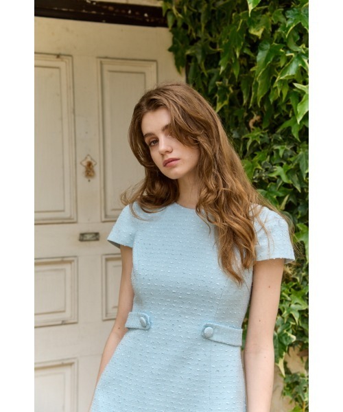 ERADIE(エラディエ)の「Summer tweed mini one piece サマーツィードミニワンピース(ワンピース・レディース・ブラック/サックスブルー/アイボリー/イエロー/ブラック系/オフホワイト/ライトブルー・FREE)」の19枚目の写真