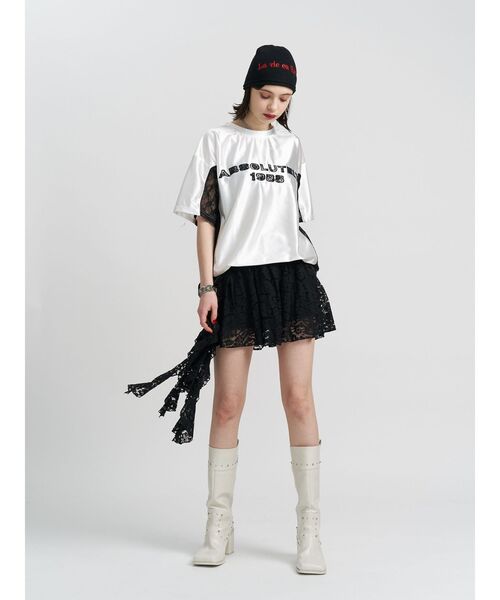 jouetie（ジュエティ）の「アシメドレープフリルレースミニスカート（スカート・レディース・ブラック/カーキ/オフホワイト・MEDIUM）」の10枚目の写真