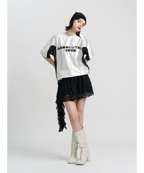 jouetie（ジュエティ）の「アシメドレープフリルレースミニスカート（スカート・レディース・ブラック/カーキ/オフホワイト・MEDIUM）」の11枚目の写真