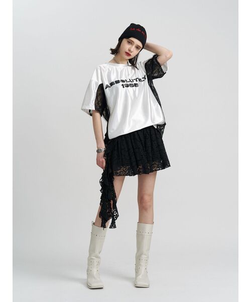 jouetie（ジュエティ）の「アシメドレープフリルレースミニスカート（スカート・レディース・ブラック/カーキ/オフホワイト・MEDIUM）」の13枚目の写真