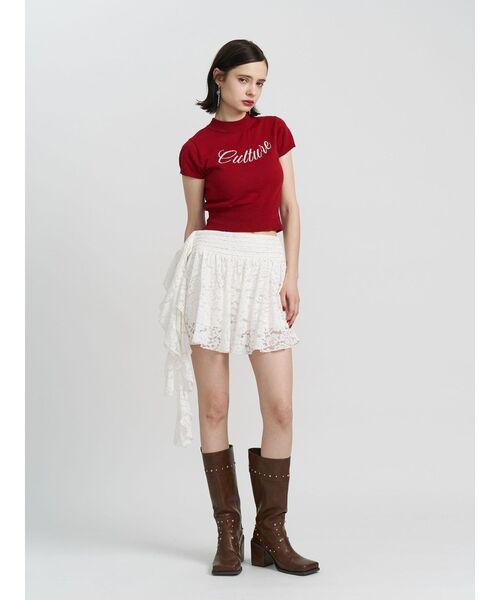 jouetie（ジュエティ）の「アシメドレープフリルレースミニスカート（スカート・レディース・ブラック/カーキ/オフホワイト・MEDIUM）」の16枚目の写真