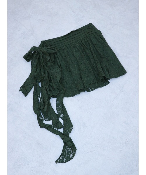 jouetie（ジュエティ）の「アシメドレープフリルレースミニスカート（スカート・レディース・ブラック/カーキ/オフホワイト・MEDIUM）」の3枚目の写真