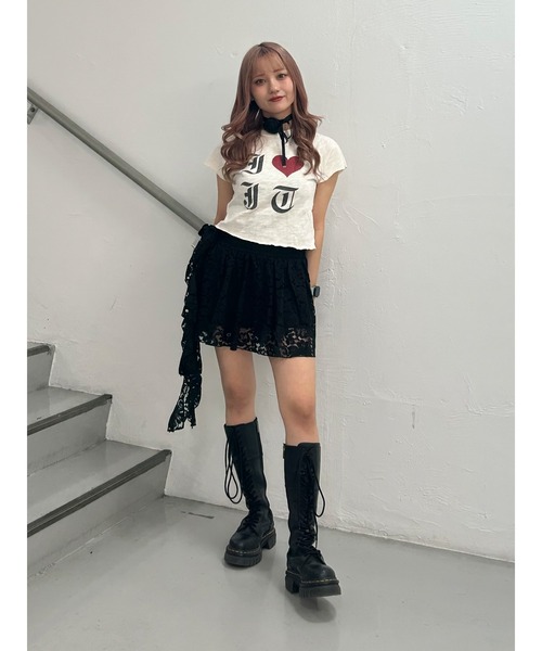 jouetie（ジュエティ）の「アシメドレープフリルレースミニスカート（スカート・レディース・ブラック/カーキ/オフホワイト・MEDIUM）」の9枚目の写真