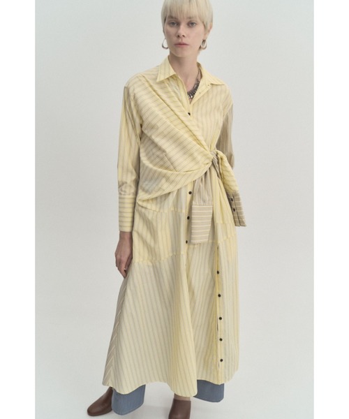 Muel Chic（ミュエルシック）の「Slave shirt OP  スレーブシャツワンピース（ワンピース・レディース・ブラック/ベージュ系その他/イエロー系その他/アイボリー系・FREE）」の4枚目の写真