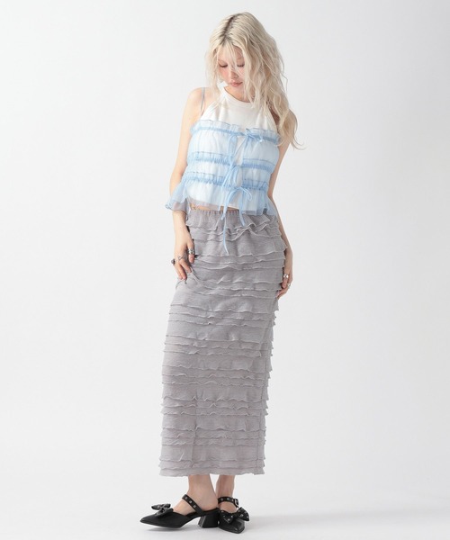 FOREVER 21（フォーエバー トゥエンティーワン）の「【2025SS】フリルＩラインスカート（スカート・レディース・アイボリー/ブラック/グレー・FREE）」の4枚目の写真