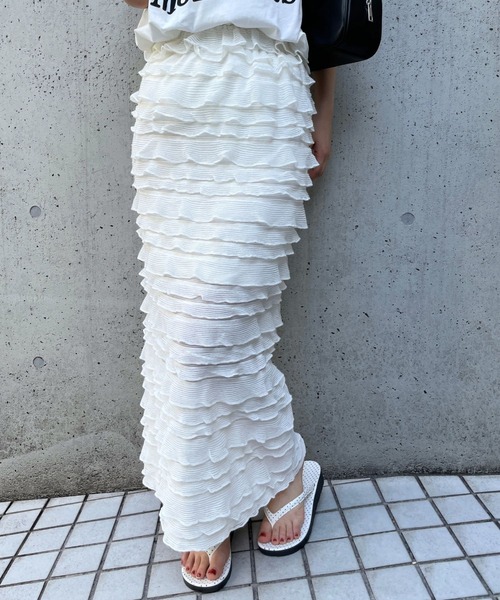 FOREVER 21（フォーエバー トゥエンティーワン）の「【2025SS】フリルＩラインスカート（スカート・レディース・アイボリー/ブラック/グレー・FREE）」の18枚目の写真