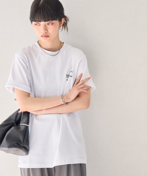 NOGLE（ノグル）の「【NOGLE/ノグル】刺繍ロゴTEE（Tシャツ/カットソー・レディース・ブラック/ホワイト/ライトグレー/ダークブラウン/レッド/チャコール・FREE）」の14枚目の写真