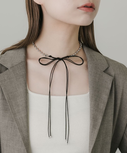 SMELLY（スメリー）の「メタルボールダブルコードネックレス（ネックレス・レディース・ブラック系その他・-）」の2枚目の写真